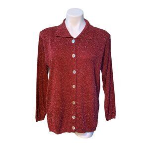Vintage 90s Lightweight Cardigan Sweater Red Acrylic Blend